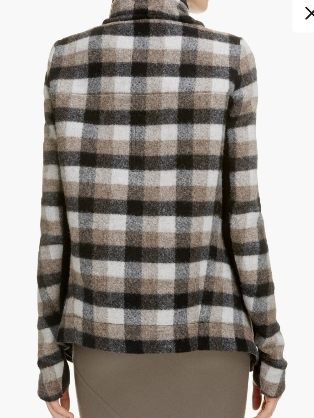 Rick Owens Exploder Check Drape Wool Jacket - Picture 4 of 13